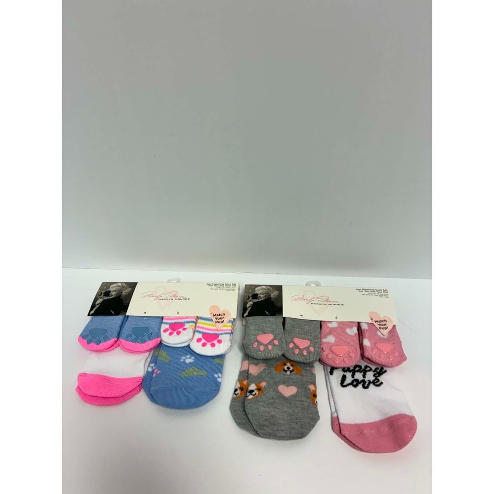 Marilyn Monroe 2pk Matching Sock Sets for You and Your Pet Puppy Love Pink Blue